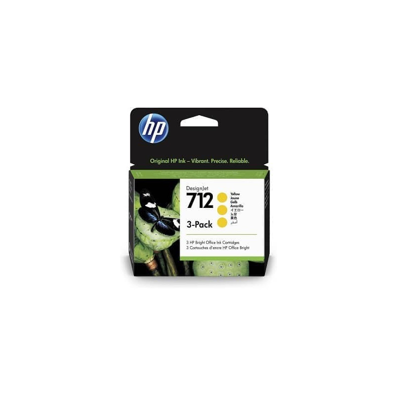 Pack de 3 cartouches d’encre DesignJet HP 712 - Jaune - 29 ml