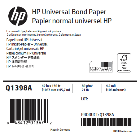 Papier Universel HP - 1,067 x 45,72 m - 80g