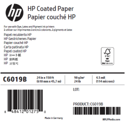 Papier Couché Mat HP - 0,610 x 45,72 m - 90g