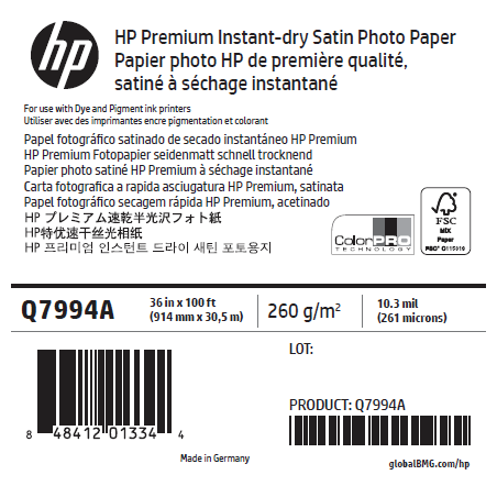 Papier Photo Satin HP - 0,914 x 30,50 m - 260g