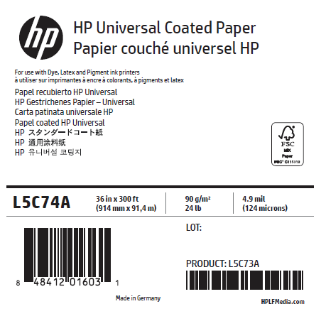Papier Couché Universel HP - 0,914 x 91,40 m - 90g