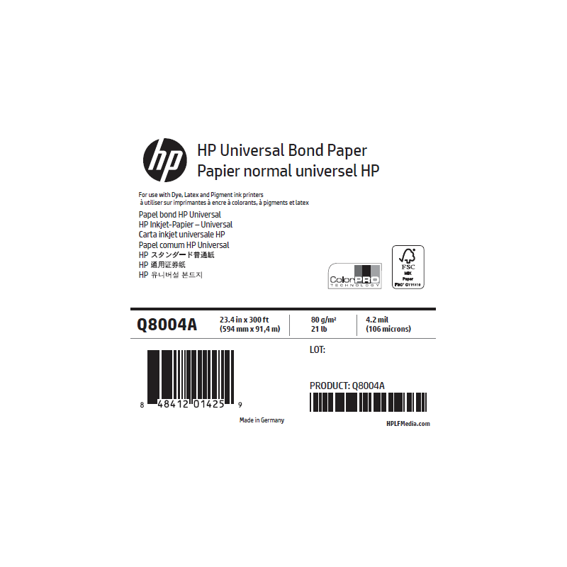 Papier Universel HP - 0,594 x 91,40 m - 80g