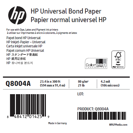 Papier Universel HP - 0,594 x 91,40 m - 80g