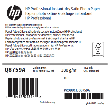 Papier Photo Satin HP - 0,610 x 15,20 m - 300g