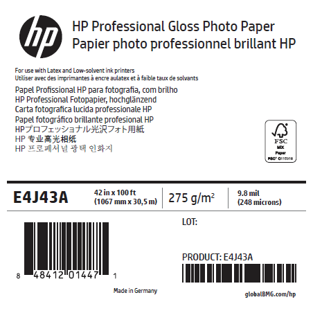 Papier Photo Brillant HP - 1,067 x 30,50 m - 275g