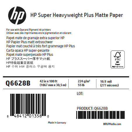 Papier Mat Fort Grammage HP - 1,067 x 30,50 m - 210g