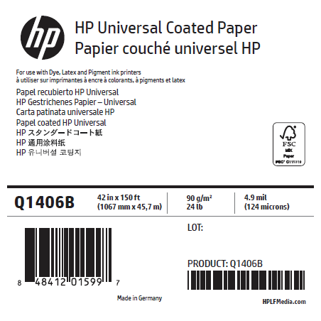 Papier Couché Universel HP - 1,067 x 45,72 m - 90g
