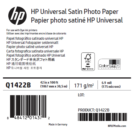 Rouleau Papier Photo Satin HP - 1,067 x 30,50 m - 200g
