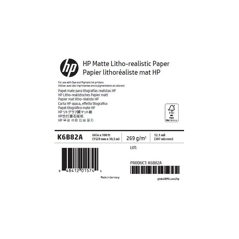 Papier Mat Litho-Réaliste HP - 1,524 x 30,50 m - 270g