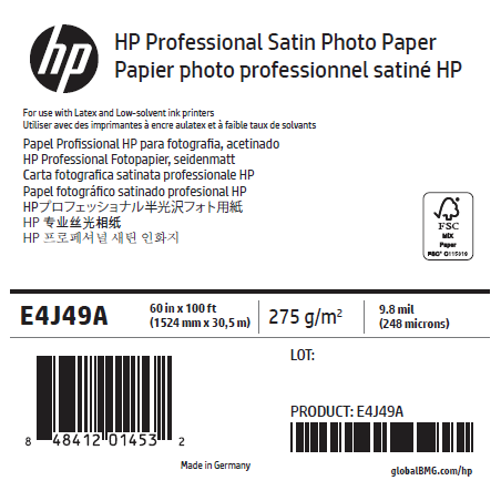Papier Photo Satin HP - 1,524 x 30,50 m - 275g