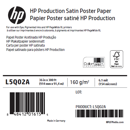 Papier Poster Satin HP - 0,914 x 91,4 m - 160g