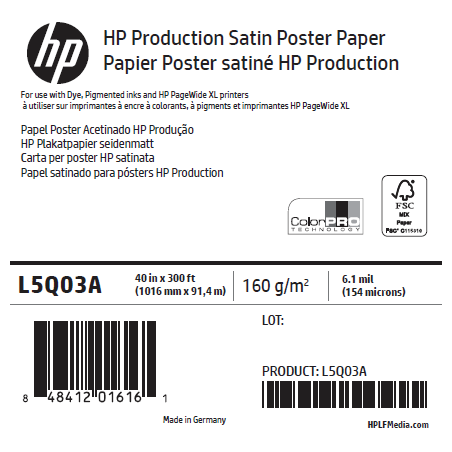 Rouleau Papier Poster Satin HP - 1,016 x 91,4 m - 160g