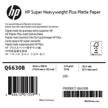 Papier Mat Fort Grammage HP - 1,524 x 30,50 m - 210g