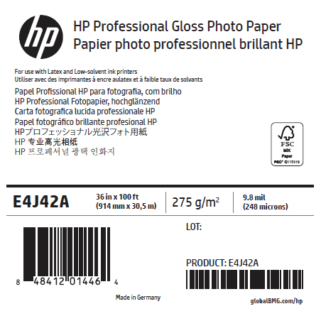 Papier Photo Brillant HP - 0,914 x 30,50 m - 275g