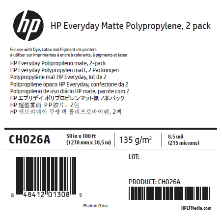 Polypropylène Mat HP - 1,270 x 30,50 m - 120g