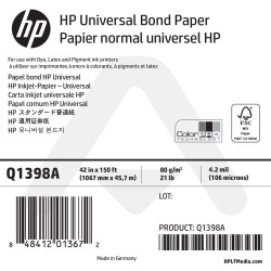 Papier Normal Universel HP - 1067 mm x 45,72 m - 80g - Q1398A