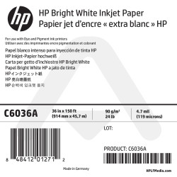 Papier jet d'encre Extra Blanc HP - 914 mm x 45,72 m - 90g - C6036A
