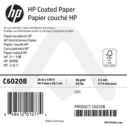 Papier Couché HP - 914 mm x 45,72 m - 90g - C6020B