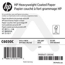 Papier Couché Fort Grammage HP - 914 mm x 30,50 m - 130g - C6030C