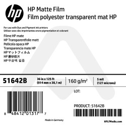 Film Polyester Transparent Mat HP - 914 mm x 38,10 m - 160g - 51642B