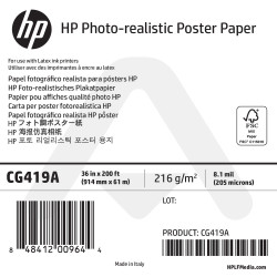 Papier Qualité Photo Affiche HP - 914 mm x 61 m - 205g - CG419A