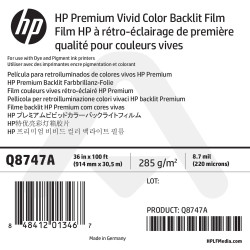 Film Couleurs Vives Rétro-Eclairé HP - 914 mm x 30,50 m - 285g - Q8747A