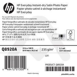 Papier Photo Satiné à Séchage Instantané HP - 610 mm x 30,50 m - 235g - Q8920A