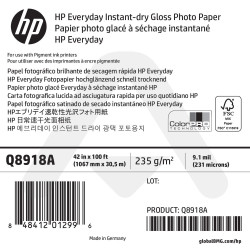 Papier Photo Glacé à Séchage Instantané HP - 1067 mm x 30,50 m - 235g - Q8918A