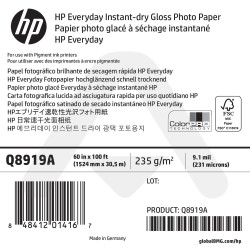 Papier Photo Glacé à Séchage Instantané HP - 1524 mm x 30,50 m - 235g - Q8919A