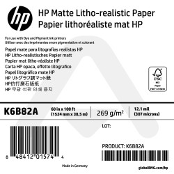 Papier Litho-Réaliste Mat HP - 1524 mm x 30,50 m - 270g - K6B82A