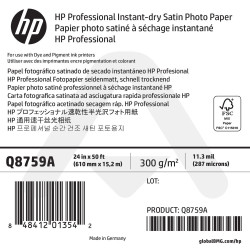 Papier Photo Satiné Pro à Séchage Instantané HP - 610 mm x 15,20 m - 300g - Q8759A