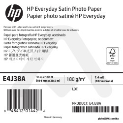Papier Photo Satiné HP Everyday - 914 mm x 30,50 m - 180g - E4J38A