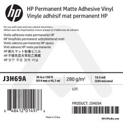 Vinyle Adhésif Mat Permanent HP - 914 mm x 45,7 m - 150g - J3H69A
