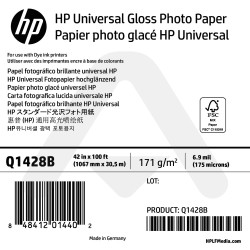 Papier Photo Glacé Universel HP - 1067 mm x 30,50 m - 170g - Q1428B