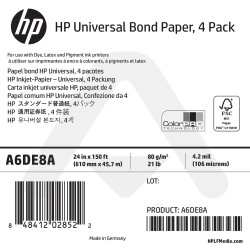 Papier Normal Universel HP - 610 mm x 45,72 m - 80g - A6DE8A - Pack de 4 bobines